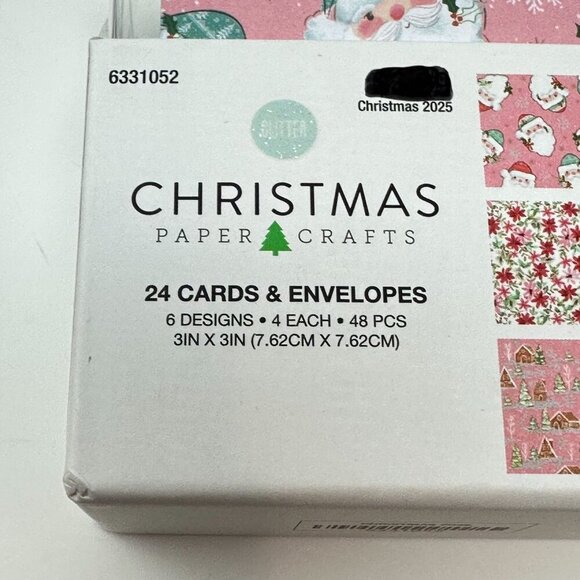 Christmas Yuletide Paper Mini Cards Envelope Set 24 Pcs 3x3 Hobby Lobby Coquette - Picture 5 of 9